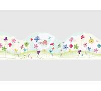 AG Design Frise Murale Autocollante Ondulée Gribouillage de fleur d'été, AWBD 8682 | Bordure Murale Étanche Décorative Courbée pour Chambre d’Enfant, pour Fille et Garçon | Multicolore | 300 x 13.5 cm