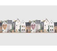 AG Design Frise Murale Autocollante Ondulée Quartier charmant, AWBD 8692 | Bordure Décorative Étanche Courbée pour Murs, Meubles, Papiers Peints, Portes | Multicolore | 300 x 13.5 cm
