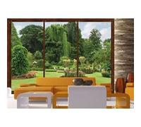 AG Design - Papiers Peints intissé - Fenêtre dans Jardin - Tapisserie Photo - Poster Photo géant - 360x270 cm - 4 lés - FTNS 2456 G