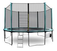 Aga SPORT PRO Trampoline 430 cm Vert foncé + filet de protection + échelle + poche pour chaussures