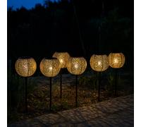 Lumisky Balises solaires à planter AGADIR H45 cm - style oriental LED blanc chaud - Lot de 6