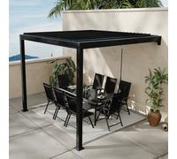 CONCEPT USINE | Pergola Bioclimatique Adossée Agadir | Superficie 3 x 3 m Soit 9 m² | 2 Pieds en Aluminium | Lames Orientables en Acier Galvanisé | Qualité, Robustesse et Longévité