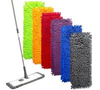 AgagaQx Housse de Balai Serpillière, 6 Pièces Recharge Lavette Sol Très Absorbant, Recharge Balai Plat, Tampon à Vadrouille Lavable, Lingettes pour Balai Facile à Nettoyer, Mop Pads Microfibre 40x10cm