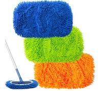 AgagaQx Lingette Microfibre Serpillere Plat Très Absorbant, 3 Tampon Balai Serpillère Réutilisable, Housse pour Balai Chenille, Chiffons de Serpillière, Recharge Lavette Sol Utilisable Sec et Humide