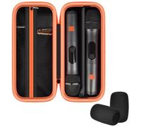 Againmore Étui pour microphone sans fil pour JBL PartyBox 2 micros, double sac avec séparateur, 2 pare-vent en mousse, peut contenir un récepteur et des piles AA pour karaoké, chant, fêtes (boîte