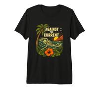 Against The Current Surf Squelette Natation Plage Humour T-Shirt Haut de Gamme