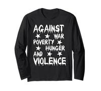 Against War Poverty Famine et Violence - Style Déclaration Manche Longue