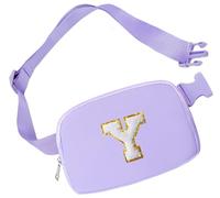 Aganmi Sac banane initiale pour filles, petit sac banane tendance pour femme, sac banane tendance avec sangle réglable, sac à bandoulière personnalisé partout, pochette de poitrine, accessoires de