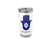 Agape signifie amour dans la main souvenir grecque avec mauvais yeux grecs Gobelet isotherme en acier inoxydable double paroi