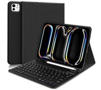 AGARELE Étui avec clavier compatible iPad Pro 11 pouces M4 2024, étui clavier iPad Pro 11 A2837, A3006, A2836, [QWERTY espagnol clavier] Clavier Bluetooth amovible pour iPad Pro 11 M4 2024, noir