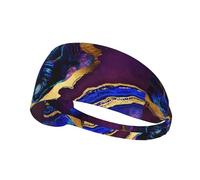 Agate Abstraite Violet, Bleu, Or,Bandeau de Sport Unisexe, Bandeau élastique Multi-usages pour Cheveux