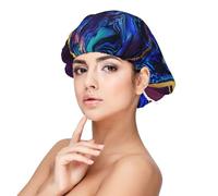 Agate Abstraite Violet, Bleu, Or,Bonnet de nuit en satin pour adulte - Bonnet de nuit élastique pour femme, couvre-cheveux de nuit