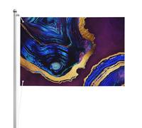 Agate Abstraite Violet, Bleu, Or,Drapeau de jardin, bannière décorative, drapeau double face, 2 x 3 pieds, pour extérieur et intérieur