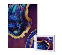 Agate Abstraite Violet, Bleu, Or,Puzzle Familial en Bois de 1 000 pièces pour Adultes et Adolescents