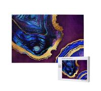 Agate Abstraite Violet, Bleu, Or,Puzzle Familial en Bois de 1 000 pièces pour Adultes et Adolescents, décoration d'intérieur