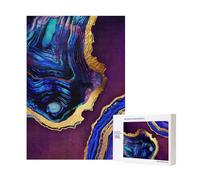Agate Abstraite Violet, Bleu, Or,Puzzle Familial en Bois de 300 pièces pour Adultes et Adolescents