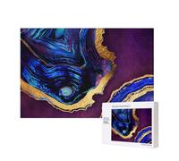 Agate Abstraite Violet, Bleu, Or,Puzzle Familial en Bois de 300 pièces pour Adultes et Adolescents, décoration d'intérieur