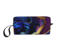 Agate Abstraite Violet, Bleu, Or, Trousse de Maquillage Trousse à cosmétiques Trousse de Toilette de Voyage Portable Pochette de Maquillage