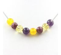 Agate jaune + lépidolite + citrine + améthyste Collier de perles 8 mm