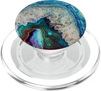 Agate Minerals - Tranche de géode en Cristal coloré PopSockets PopGrip pour MagSafe