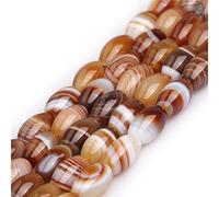 Agate naturelle marron du Botswana Onyx Agate ovale de 8 x 12 mm pour la fabrication de bijoux, bracelets, colliers, travaux manuels, 38,1 cm
