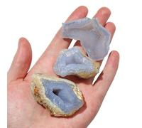 Agate naturelle rugueuse - Cluster de calcédoine bleue, pierre géode de quartz druzy non coupée, spécimen minéral brut | Pour travaux manuels de bijoux avec pierres précieuses, fabrication de colg