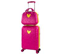 Agatha Ruiz de la Prada - Valise Cabine 55x40x20 Rigide Légère à Roulette 4 Roues Pivotantes avec Cadenas à Combinaison TSA Bagage Cabine Idéal pour Voyager en Avion Petite Valise Compacte, Fuchsia