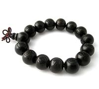 agathe création - Bracelet - Chapelet Bouddhiste - Perles en Bois d'ébéne - Perles sculptées - Bouddha - Noir - Taille sur Mesure - Fait Main