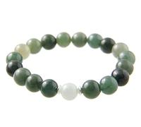 agathe création - Bracelet en Jade véritable. Perles de Jade Naturelles - Porte Bonheur - Taille réglable - Fait Main