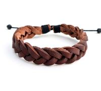 agathe création - Bracelet tibetain Porte Bonheur - Cuir tressé - Marron - Taille sur Mesure - Fait Main - N02226