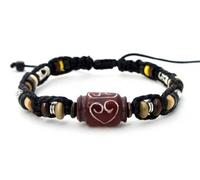 agathe création - Bracelet tibetain Porte Bonheur - Perle Centrale Naturelle sculptée en Forme de Coeur- Chanvre et Perles de Bois et métal - Multicolor - Fait Main