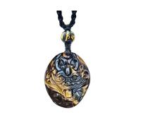 agathe création COT0418 - Pendentif Tête de Dragon en Œil de Tigre - Pièce Unique