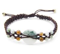 agathe création JBA092308 Bracelet en pierre jade naturelles - Catégorie A - Porte bonheur - taille réglable - Entierement fait main