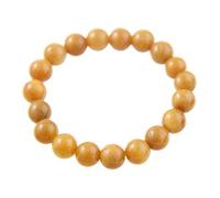 agathe création JBA1519 - Bracelet en Jade Jaune véritable. Perles de Jade Naturelles - Porte Bonheur - Taille réglable - Fait Main