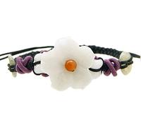 agathe création JBA16122020 Bracelet en Jade sculptée en Forme de Fleur. Pierres de Jade Naturelles - Catégorie A - Porte Bonheur - Taille réglable - Entierement Fait Main