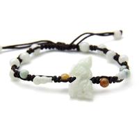 agathe création JBA18022 Bracelet en Jade sculptée. Dragon. Pierres de Jade Naturelles - Catégorie A - Porte Bonheur - Taille réglable - Entierement Fait Main