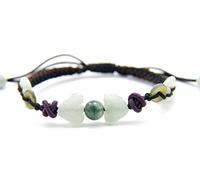 agathe création JBA202215 Bracelet en jade sculptée. Pierres de jade naturelles - Catégorie A - Porte bonheur - taille réglable - Fait main
