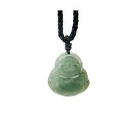 agathe création JCA00325 - Collier Pendentif mini bouddha rieur - Pierre de Jade Naturelle (Catégorie A) - Porte Bonheur - Fait Main