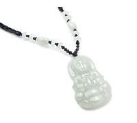 agathe création JCA2203 Collier en Jade Bouddha Guan Yin - Pierre de Jade Naturelle (Catégorie A) - Porte Bonheur - Fait Main