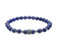 agathe création PA022014 Bracelet tibétain Porte Bonheur - Perle Centrale Argent 925 - Lapis Lazuli Naturelle 6mm - sur Mesure - Fait Main