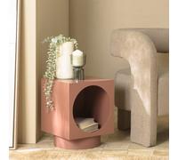 Agathe - table d'appoint carrée 34x34cm en bois peint terracotta
