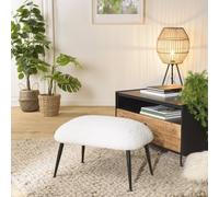 Agathe - tabouret cosy tissu bouclette blanc pieds métal noir