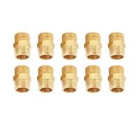 Agatige 1/4" BSP Mamelon Double Hexagonal, 0.79 × 0.51 Pouces Double Mamelon Raccords Laiton Convient, Connecteur Mamelon Hexagonal Laiton Fileté Mâle Pour L'eau Potable Conversion Raccordement Tuyau