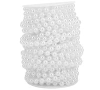 Agatige 10mm Perle Perle chaîne, 20 mètres/Rouleau en Plastique Perle Bobine chaîne Guirlande chaîne pour Bricolage Artisanat Fabrication de Bijoux décor de fête de Mariage(Blanc)