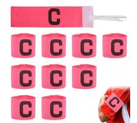 Agatige 10Pcs Capitaine de Football Brassard, 33x7cm/13x2,8po en Cours d'exécution Exercice Brassard de Capitaine de Football Unisexe Élastique C Mot Brassard pour Les Jeunes Adultes (Rose)