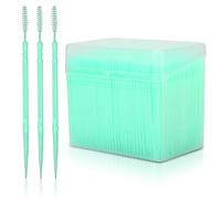 Agatige 1100pcs Cure - Dents De Soins Buccodentaires, Cure - Dents Double Tête 360 ° Cure - Dents Flexible Rond Brosse À Dents En Plastique Avec Boîte De Nettoyage Des Dents (Vert)