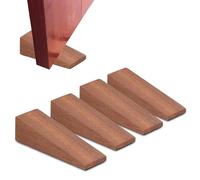 Agatige 4 Pièces Cale-Porte Antidérapant, 3.6 X 1.2 X 0.9 Pouces Cales en Bois Dur, Cale De Porte, Brun Foncé Triangulaire Anti-Dérapant Butoir De Porte en Bois pour Chambre Salon Salle De Bain