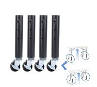 Agatige 4pcs Les Jambes de Meubles avec des Roues de Roulette, Heavy Duty Table en Acier au Carbone Leg Extender Riser Cabinet Riser pour canapé-lit Table Basse (27 cm)