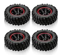 Agatige 4Pcs Pneus RC avec Moyeux, Jantes et Pneus RC à Moyeu Hexagonal de 12mm / 0,47 Pouce Pneus en Caoutchouc à 6 Trous avec Moyeux pour Véhicule Tout-Terrain Télécommandé à L'échelle 1/10