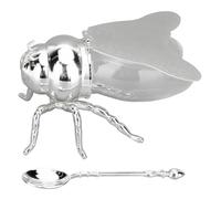 Agatige Bee Honey Jar, Bee Shaped Glass Honey Collector Pot Kitchen Jar Dispenser Decorative for Home Hotel Restaurant, 5.71 x 4.02 x 3.46in (Argent)